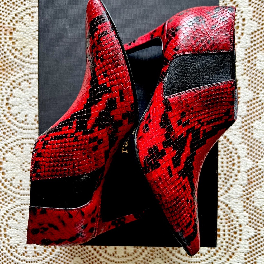Rag & Bone red snakeskin ankle boots